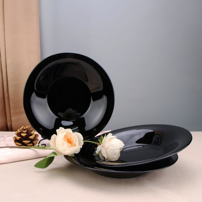 Набор глубоких тарелок Arya из опалового стекла 6 ед Globe Черный